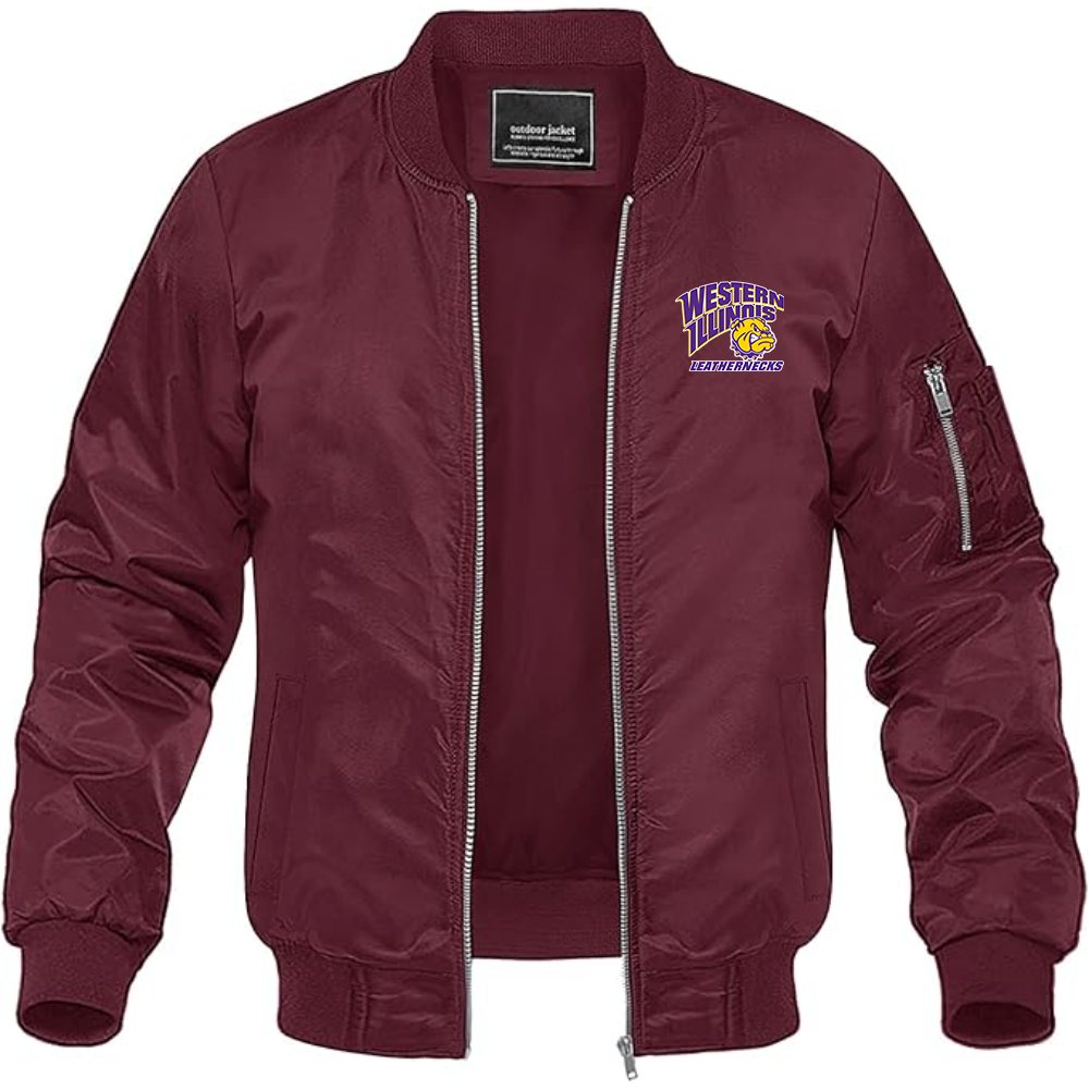 Men's Western Illinois Leathernecks Lightweight Bomber Jacket Windbreaker Softshell Varsity Jacket Coat
